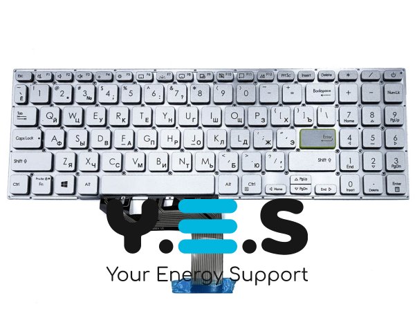 Клавіатура для ноутбуків ASUS X513/X513E/X513EA/X513EP/X513EQ/X513IA/X513UA, S533EA/S533FA, M513/M513I/M513U/M513UA, K513/K513E, M5600, S5600 — RU Silver, з підсвіткою