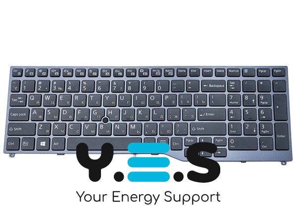 Клавіатура для Fujitsu Lifebook E458/E459/E558/E559/E4511/E5510/E5511/U757/U758/U759/U7510 — RU, чорна, з рамкою та Pointstick