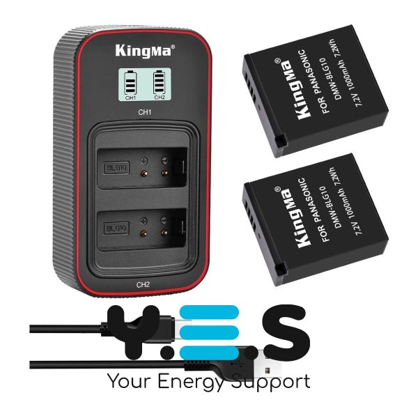 Набір KingMa DMW‑BLG10: 2 акум + 2‑слот ЗУ для Panasonic DMC‑GX7/GX80/GX85/LX100 (99)