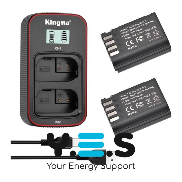 Набір KingMa DMW-BLK22: 2 акум + зарядка на 2 для Panasonic S5/S5II/G9/GH5/GH6/GH7/S1
(100 символів не перевищено)