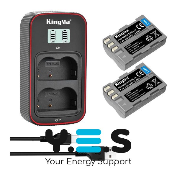 Набір KingMa EN-EL3e: 2 акуми + ЗП на 2, для Nikon D50/D70/D70s/D80/D90/D100/D200/D300/D700
(≤100 символів, без BestBatt, без дублювань, зі списком сумісних моделей)