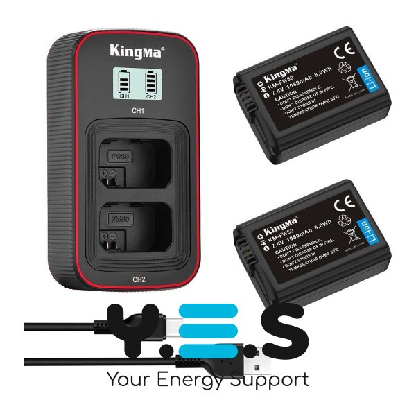 Набір KingMa NP‑FW50 2 АКБ + зарядка на 2, для Sony A7/A7R/A7S/A6000/A6300/A6500