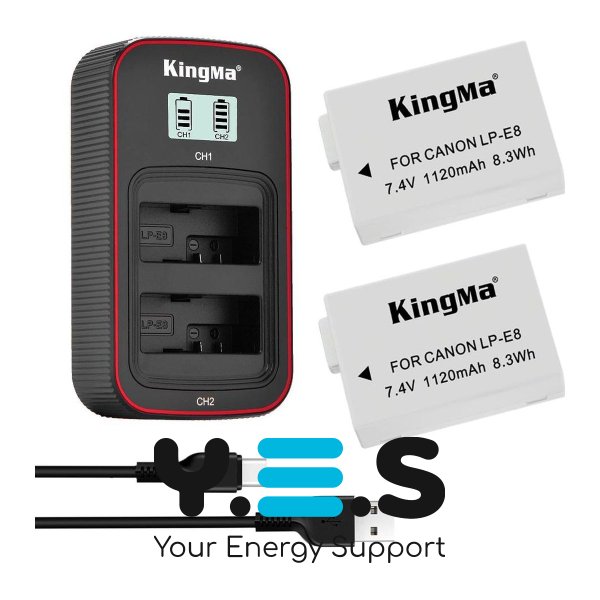 Набір KingMa LP-E8: 2 акум + подвійна зарядка для Canon EOS 550D/600D/650D/700D, X4/X5/X6i/X7i