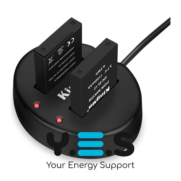 KingMa EN‑EL12: 2 акумулятори + зарядний на 2, для Nikon Coolpix S6100/S6200/S6300/S8200/S9100/S9200/S9300/S9500/S9700/A1000/A900/W300/A10/A100/A1000/A900