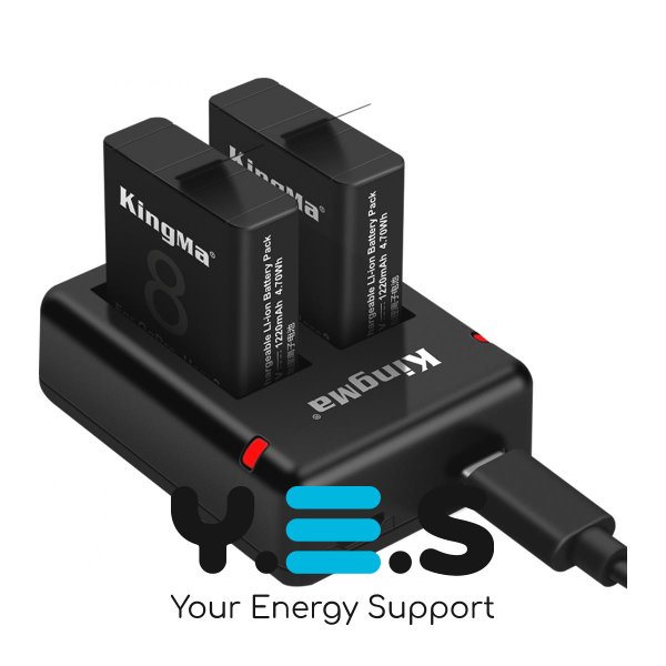 KingMa SPJB1B: 2 акум. + ЗП на 2 батареї для GoPro HERO9/10/11/12 Black (3-Pack)