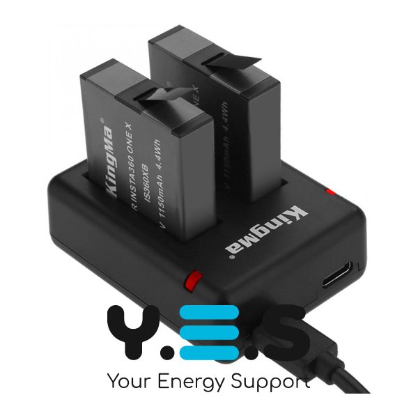 KingMa IS360XB: 2 акумулятори + ЗП на 2 батареї для Insta360 X3/X2/ONE X2 (3-Pack)