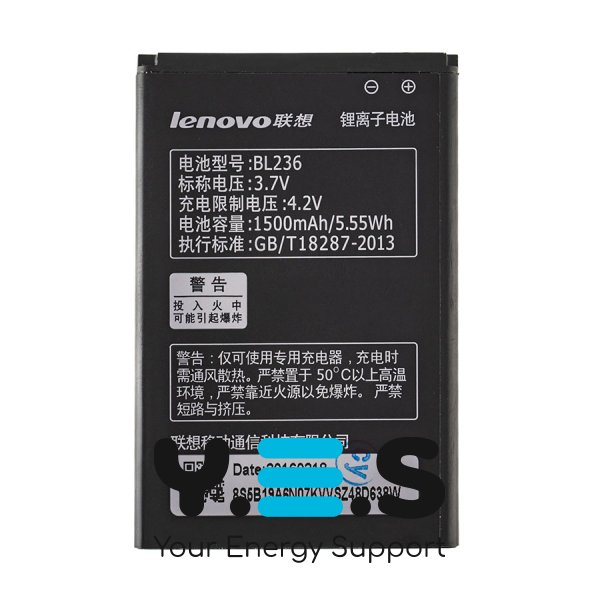 Акумулятор Lenovo BL236 для смартфона Lenovo A320T — 3.7V, 1500mAh (5.55Wh)