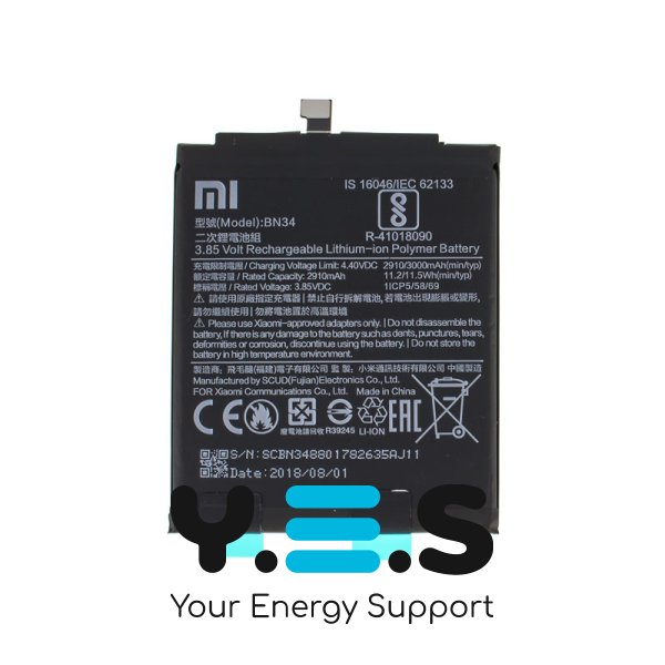 Акумулятор BN34 для смартфона Xiaomi Redmi 5A (Service) — 3.85V, 3000mAh, Original