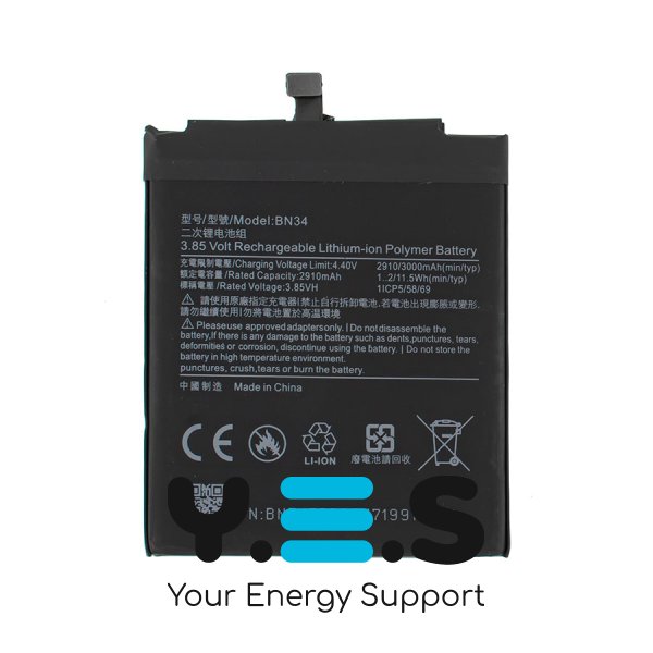 Акумулятор BN34 для смартфона Xiaomi Redmi 5A — 3.85V, 2910mAh (China) Original