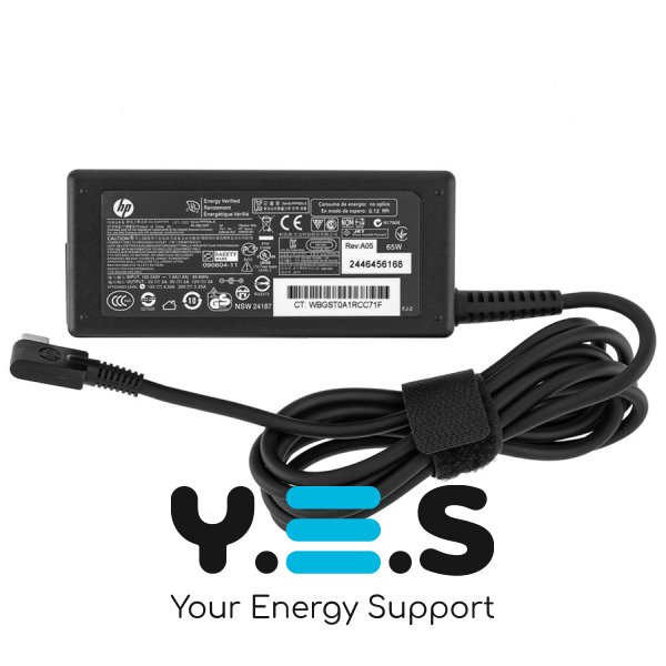 Блок живлення для ноутбука HP USB‑C (Type‑C) 65W, чорний, прямокутний штекер