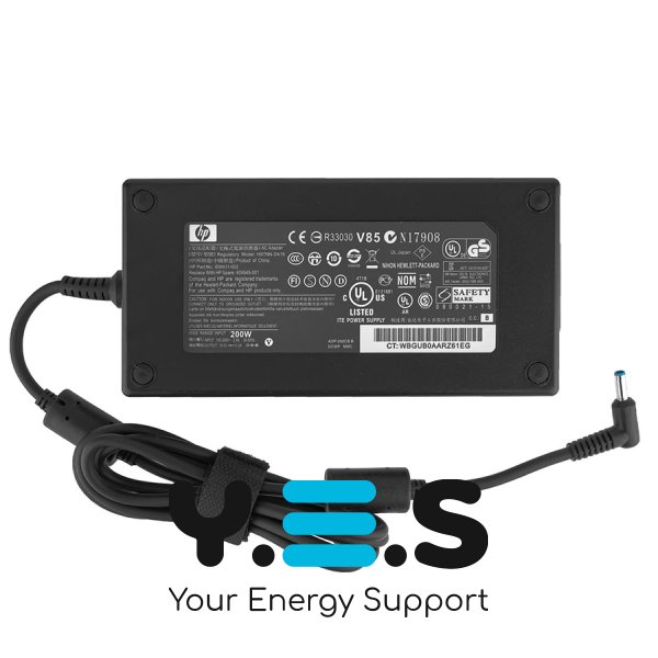 Блок живлення (зарядний адаптер) для ноутбуків HP — 19.5V 10.3A (200W), роз’єм 4.5×3.0 Pin, прямокутний, чорний