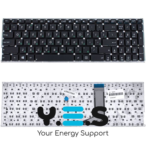 Клавіатура для ноутбука ASUS X556 series — чорна, RU-розкладка, без рамки (без фрейма)
