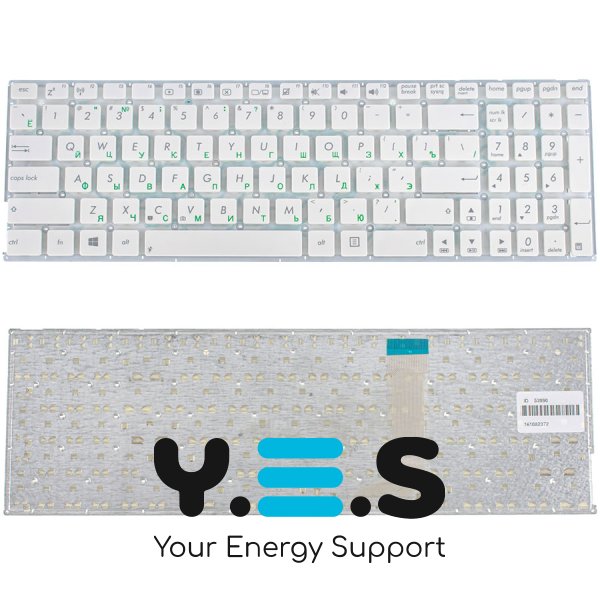 Клавіатура для ноутбука ASUS X556 series, біла, RU-розкладка, без рамки