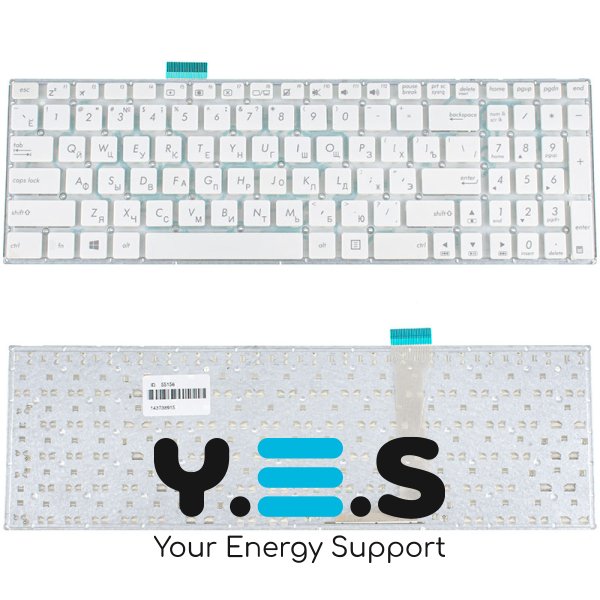 Клавіатура для ноутбука ASUS E502MA, E502SA series — розкладка RU, біла, без рамки