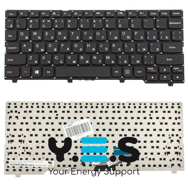Клавіатура для ноутбука Lenovo IdeaPad 110S-11IBR — розкладка RU, чорна, без рамки (фрейма)