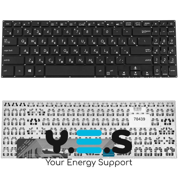 Клавіатура для ноутбуків ASUS X560 series — чорна, RU-розкладка, без рамки