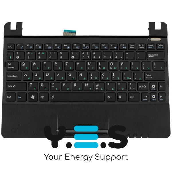 Клавіатура для ноутбука ASUS EeePC 1011/1015/1016/1018 з тачпадом і передньою панеллю, розкладка RU, чорна