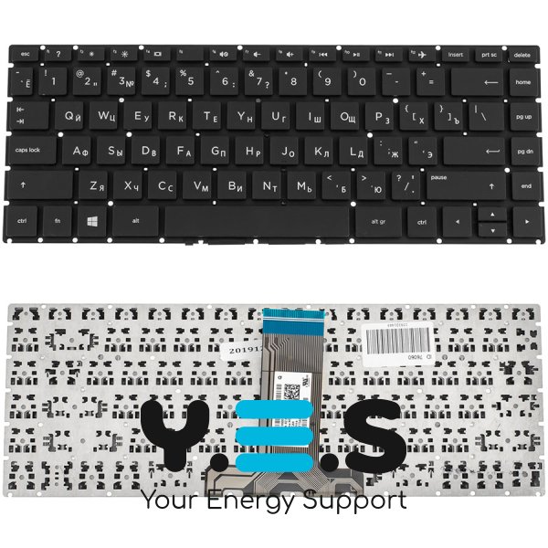 Клавіатура для ноутбука HP 240 G6 / 245 G6 — чорна, RU-розкладка, без рамки