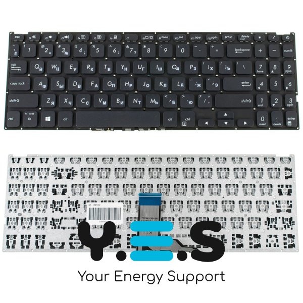 Клавіатура для ноутбуків ASUS X512 Series — розкладка RU/EN, чорна, без рамки