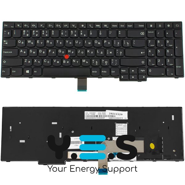 Клавіатура для ноутбука Lenovo ThinkPad E550, E555 — чорна, RU-розкладка, Original