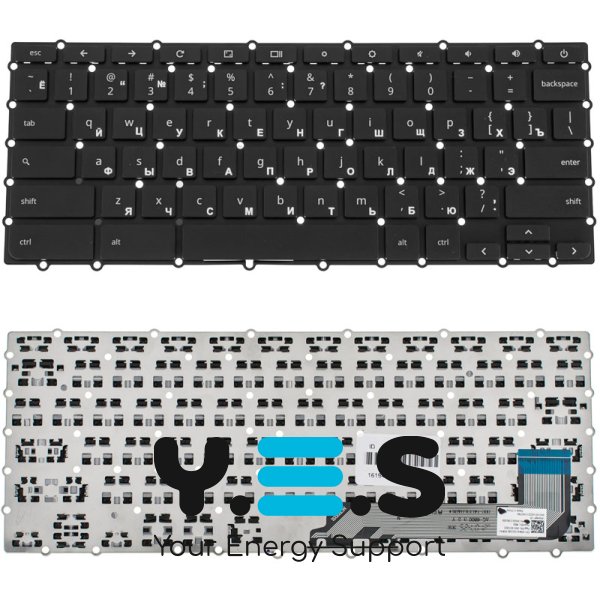 Клавіатура для ноутбука ASUS C523 series, розкладка RU, чорна, без рамки (без фрейма)