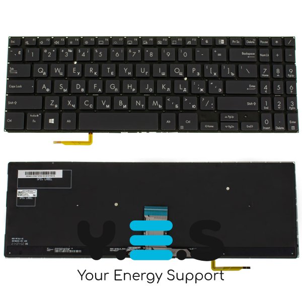 Клавіатура для ноутбука ASUS P3540 Series — чорна, RU-розкладка, без рамки, з підсвіткою клавіш