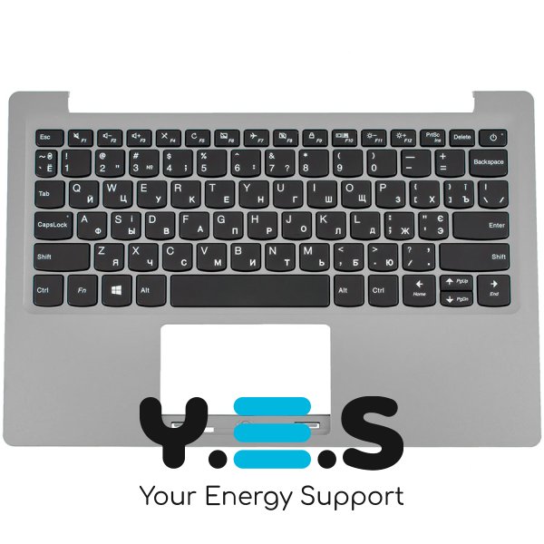 Клавіатура для ноутбука Lenovo IdeaPad 120S-11IAP з передньою панеллю (топкейс), срібляста, розкладка RU