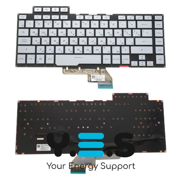 Клавіатура для ноутбука ASUS GU502 series, розкладка RU, срібляста, без рамки, з підсвіткою клавіш