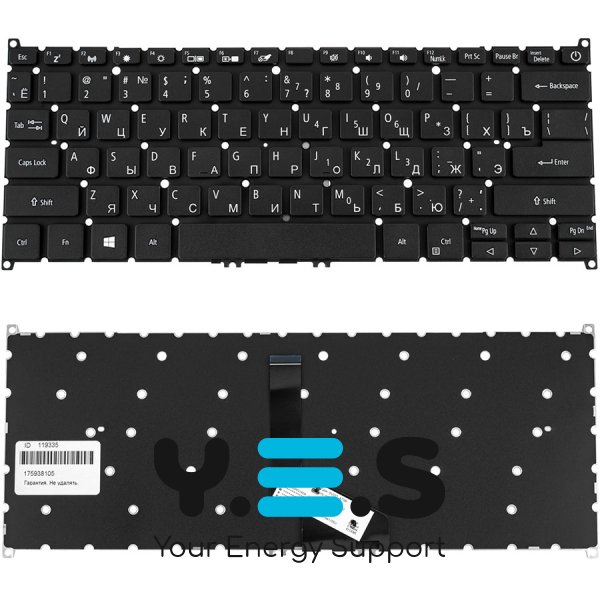 Клавіатура для ноутбука Acer AS: SF514-56 — RU-розкладка, чорна, без рамки