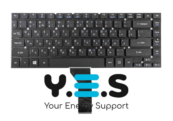 Клавіатура для ноутбука Acer Aspire ES1-511, чорна, без рамки, розкладка RU