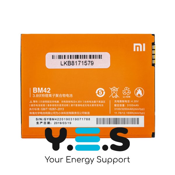Акумулятор BM42 для смартфона Xiaomi Redmi Note — батарея 3.8V, 3100mAh