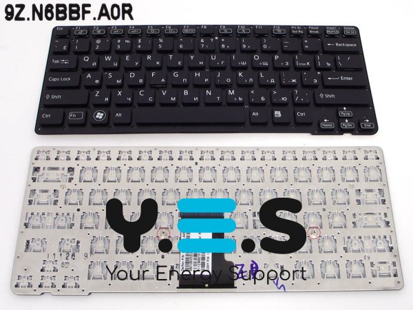 Клавіатура для ноутбуків SONY VPC-CA Series — RU, чорна, без рамки, Original