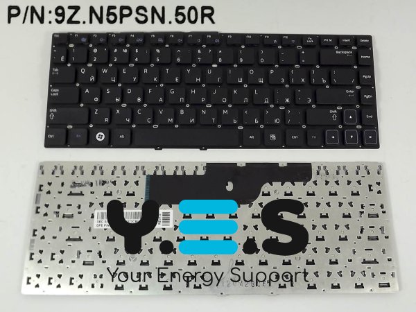 Клавіатура для ноутбука Samsung NP300 Series 14.0″ — сумісна з NP300E4A, NP300V4A, NP300E4A, чорна (RU), без рамки, Original
