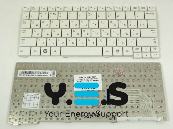 Клавіатура для ноутбуків Samsung N148/N150/N100/N128/N145/N143/NB30/NB20 — RU розкладка, біла