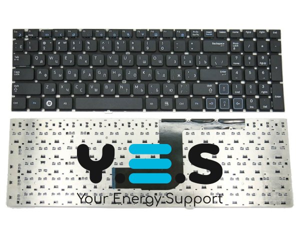 Клавіатура для ноутбуків Samsung RC508, RC510, RC520, RV509, RV511, RV513, RV515, RV518, RV520 — RU розкладка, чорна, без рамки, OEM
