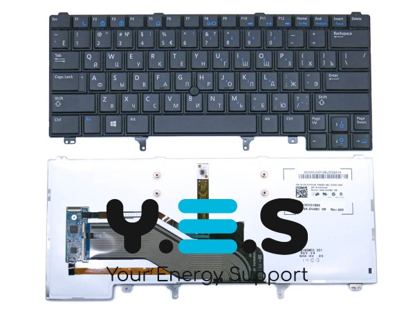 Клавіатура з підсвіткою для ноутбуків Dell Latitude E6420, E6440, E6430, E5420, E5430, E6320, E6330 — чорна RU (Blacklit)