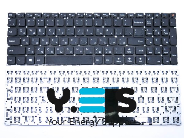 Клавіатура для ноутбука Lenovo IdeaPad 110-15IBR / 110-15ACL / 110-15AST — розкладка RU, чорна, без рамки, OEM