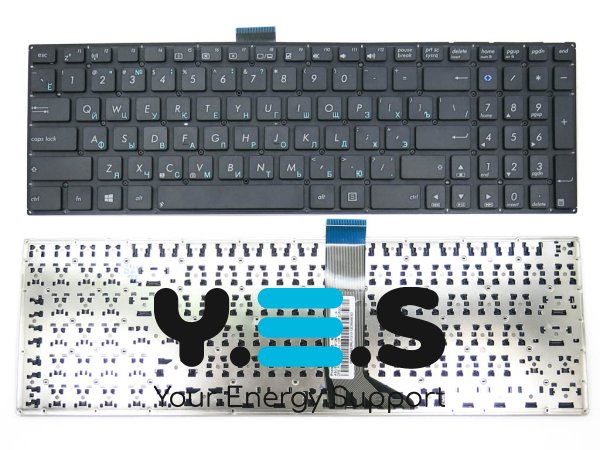 Клавіатура для ноутбуків ASUS X553M, X553MA, X502C, K555LA, K555LP, K555LB, K555LD, K555SJ, X555L, F553M, X554L — RU розкладка, чорна, без рамки (Original)