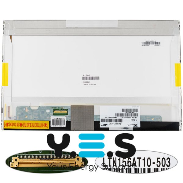 Матриця 15.6" LTN156AT10 1366×768 40pin LED глянець, конектор зліва внизу (Renew)