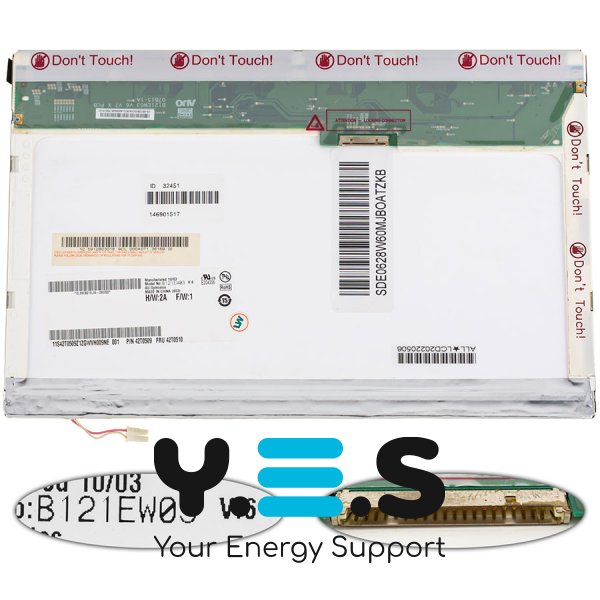 Матриця 12.1" B121EW03 V.6 1280×800 20pin 1CCFL глянець, розʼєм справа вгорі (renew)