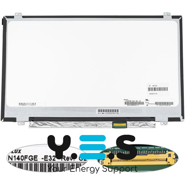 Матриця 14.0" N140FGE-E32 1600×900 eDP 30pin LED Slim матова, розʼєм справа знизу (renew)