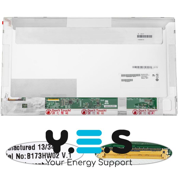 Матриця 17.3" B173HW02 V.1 FHD 1920×1080, 40pin, LED, матова, розʼєм зліва знизу (renew)