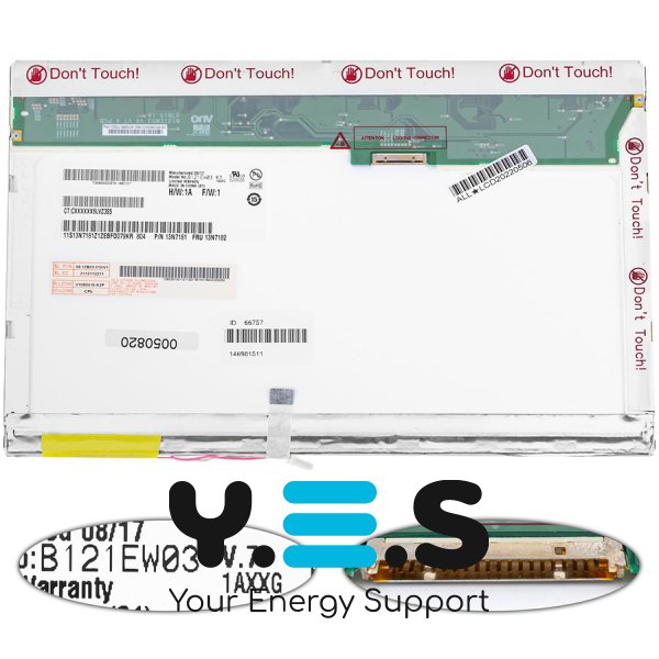 Матриця 12.1" B121EW03 V.7 1280×800 20pin 1CCFL глянцева, конектор справа зверху (renew)