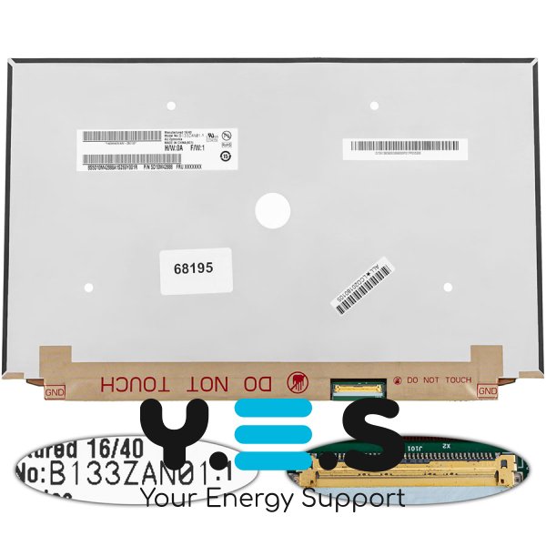 Матриця 13.3″ B133ZAN01.1 4K 3840×2160 IPS eDP 40pin LED Slim глянець, роз’єм справа знизу