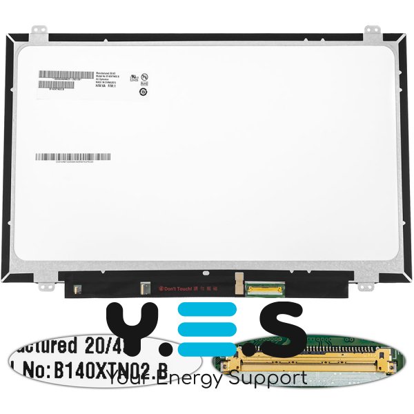 Матриця 14" B140XTN02.B 1366×768 eDP 40pin LED Slim глянець, кріплення вуха, розʼєм справа знизу