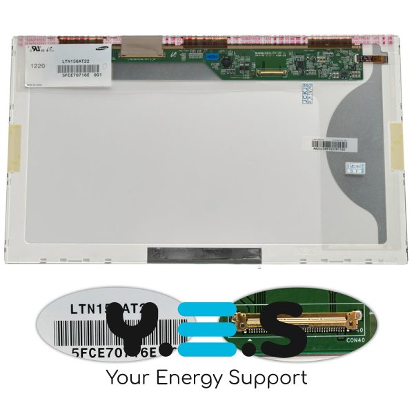 Матриця 15.6" LTN156AT22 1366×768 40pin LED глянцева, роз’єм зліва знизу (Renew)