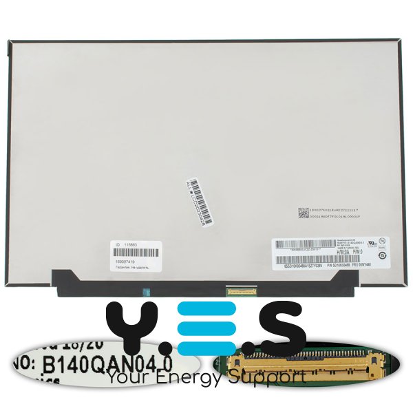 Матриця 14.0" B140QAN04.0 2880×1800 eDP 40pin LTPS 90Hz 400кд/м² матова Slim, роз’єм справа знизу