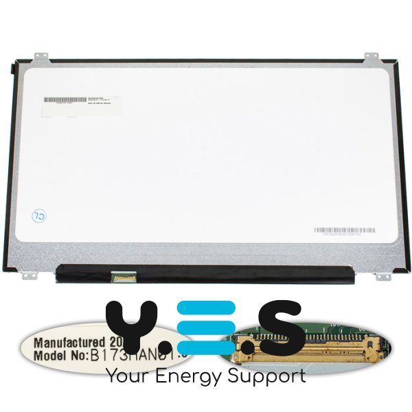 Матриця 17.3" B173HAN01.0 IPS FHD 1920×1080 eDP 30pin LED Slim, матова, розʼєм зліва знизу