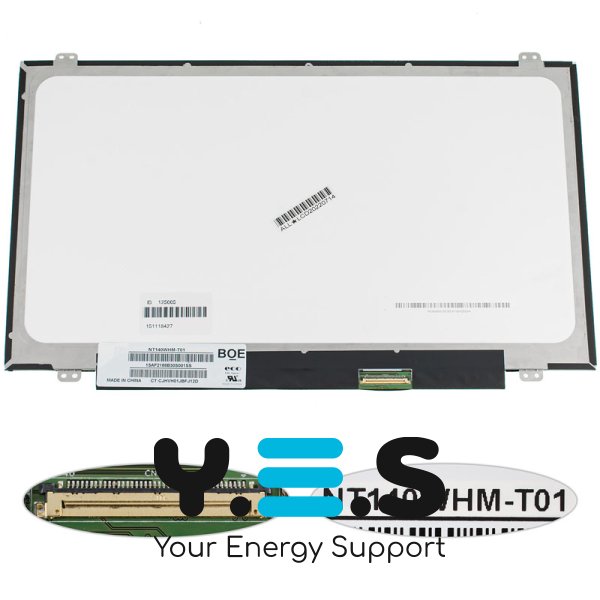 Матриця 14" NT140WHM-T01 Touch 1366×768 eDP 40pin LED Slim глянець, роз’єм справа знизу