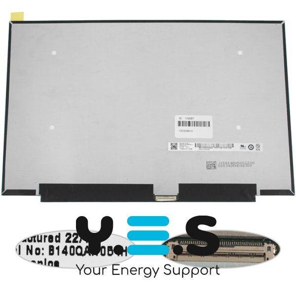 Матриця 14.0" B140QAN05.H IPS 2240×1400 eDP 40pin Slim матова, розʼєм справа знизу для ноутбука